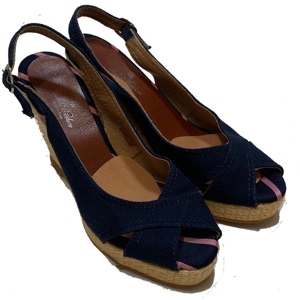 Brooks Brothers Navy Espadrille Wedge Sandals